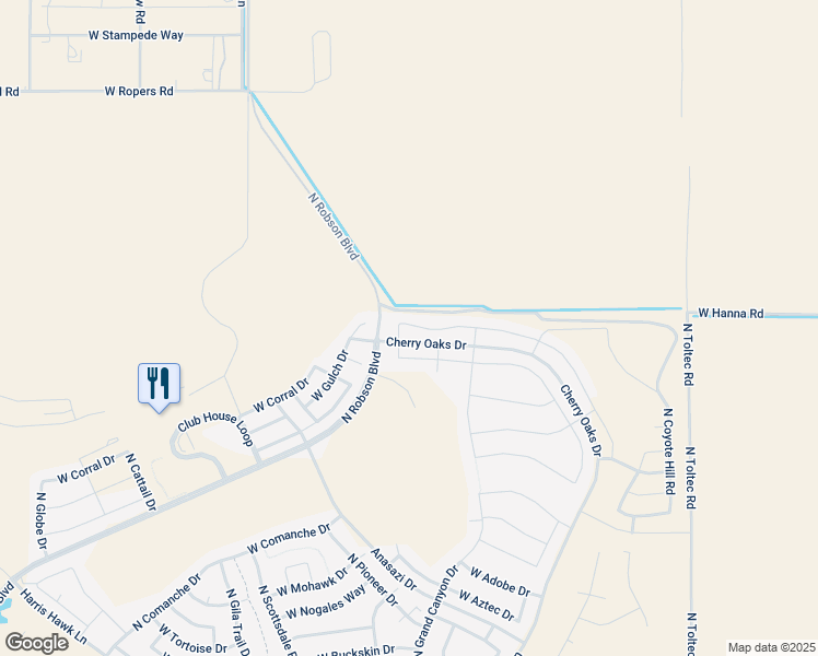 map of restaurants, bars, coffee shops, grocery stores, and more near 4600 West Agave Avenue in Eloy