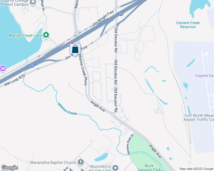 map of restaurants, bars, coffee shops, grocery stores, and more near 4440 Montecito Way in Fort Worth