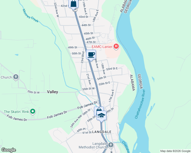 map of restaurants, bars, coffee shops, grocery stores, and more near 5304 20th Avenue in Valley