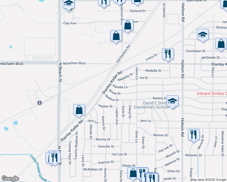 map of restaurants, bars, coffee shops, grocery stores, and more near 4513 Sabelle Lane in Haltom City