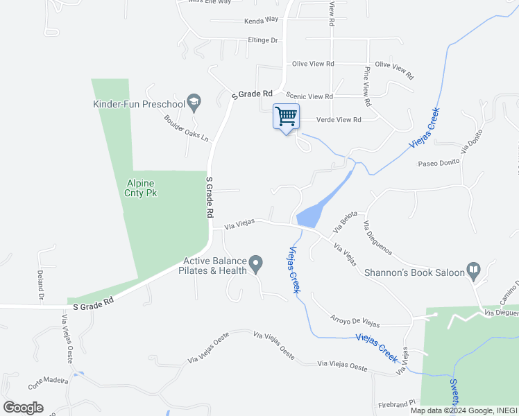 map of restaurants, bars, coffee shops, grocery stores, and more near 2686 Via Viejas in Alpine