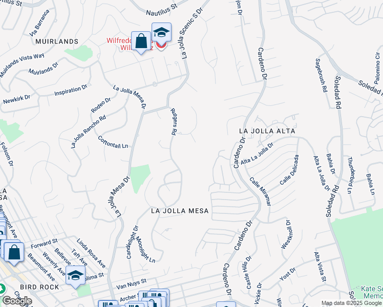 map of restaurants, bars, coffee shops, grocery stores, and more near 5806 Bucknell Avenue in San Diego