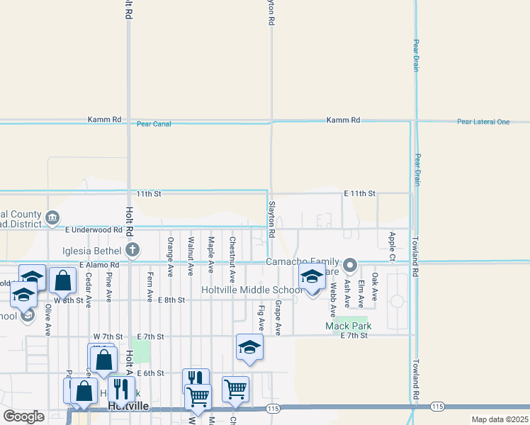 map of restaurants, bars, coffee shops, grocery stores, and more near 1890 East Underwood Road in Holtville