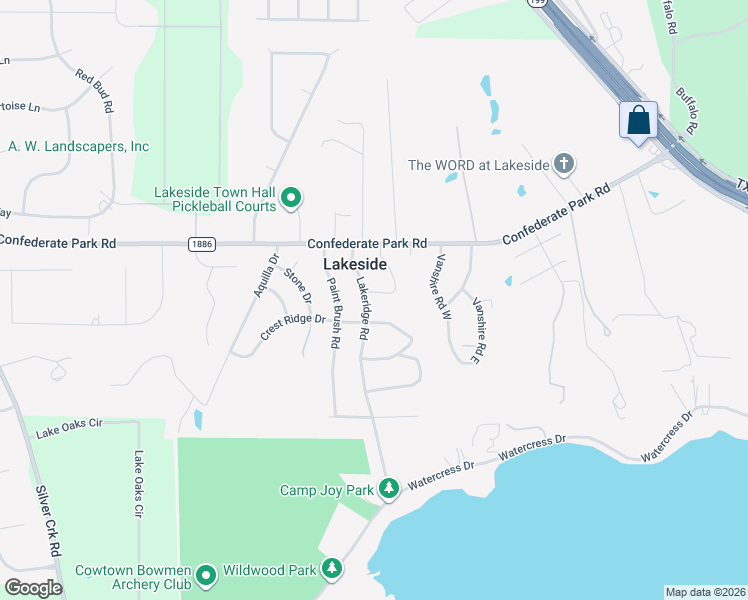 map of restaurants, bars, coffee shops, grocery stores, and more near 112 Townes Drive in Lakeside
