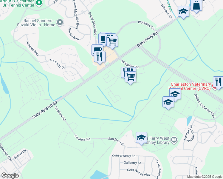 map of restaurants, bars, coffee shops, grocery stores, and more near 3202 Coastal Grass Way in Charleston