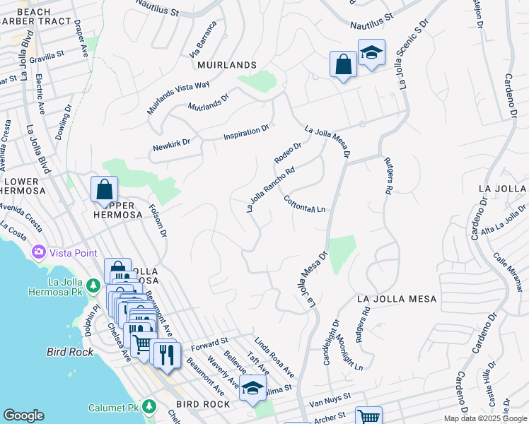 map of restaurants, bars, coffee shops, grocery stores, and more near 5852 Box Canyon Road in San Diego