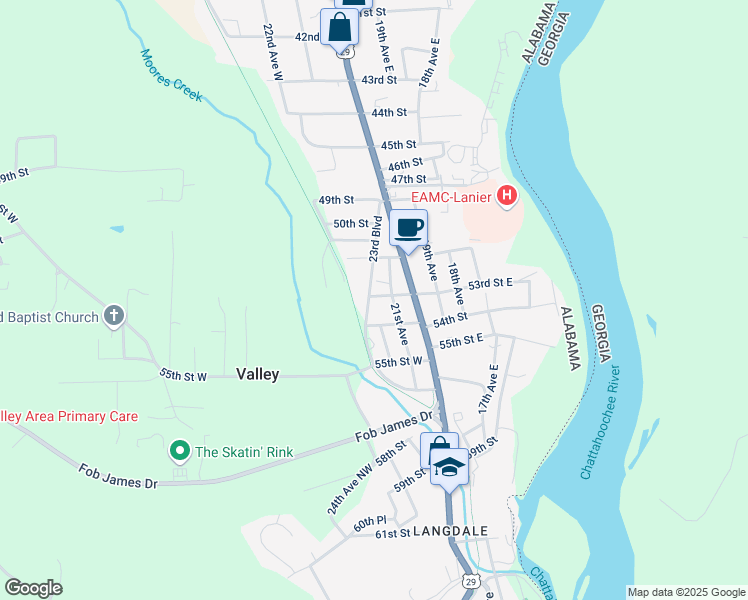 map of restaurants, bars, coffee shops, grocery stores, and more near 5300 23rd Boulevard in Valley
