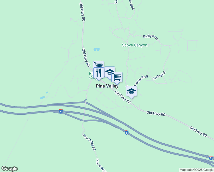map of restaurants, bars, coffee shops, grocery stores, and more near in Pine Valley