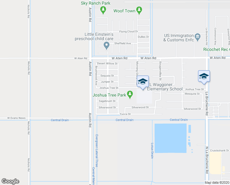 map of restaurants, bars, coffee shops, grocery stores, and more near 655 Mesquite Street in Imperial