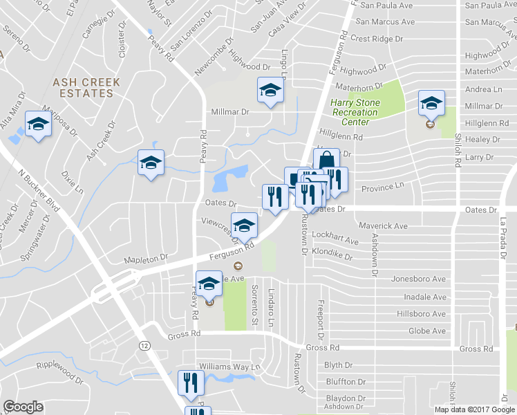 map of restaurants, bars, coffee shops, grocery stores, and more near 2024 Oates Drive in Dallas
