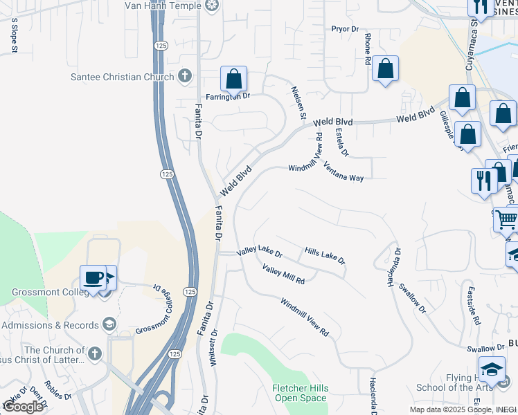 map of restaurants, bars, coffee shops, grocery stores, and more near 1951 Belmore Court in El Cajon