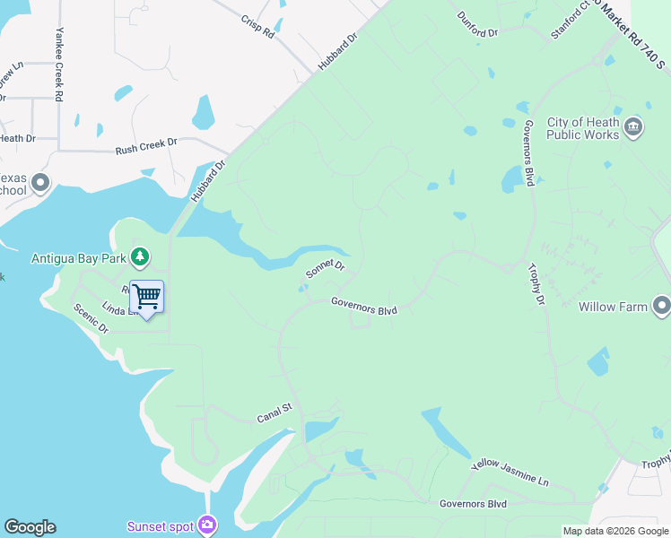 map of restaurants, bars, coffee shops, grocery stores, and more near 1531 Sonnet Drive in Heath