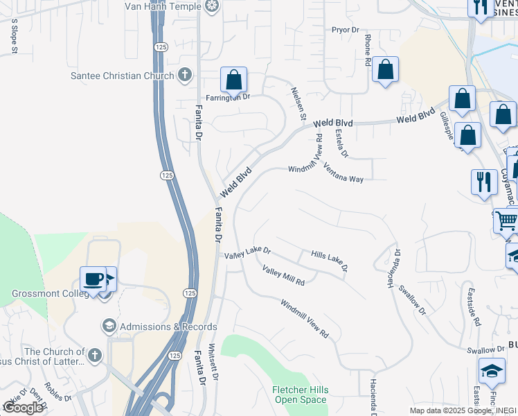 map of restaurants, bars, coffee shops, grocery stores, and more near 1951 Belmore Court in El Cajon