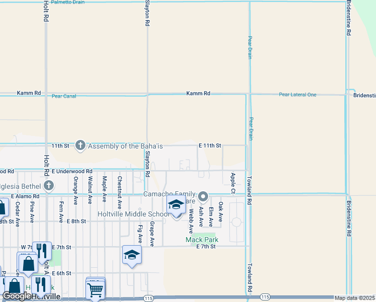 map of restaurants, bars, coffee shops, grocery stores, and more near 1947 East Thiesen Road in Holtville