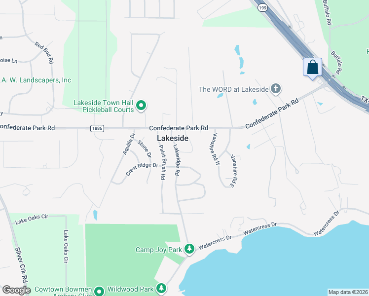 map of restaurants, bars, coffee shops, grocery stores, and more near 112 Townes Drive in Lakeside