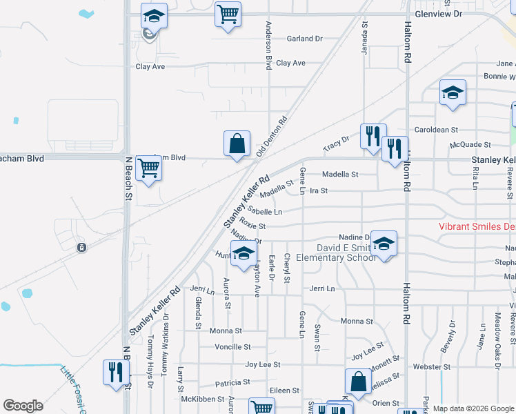map of restaurants, bars, coffee shops, grocery stores, and more near 4513 Sabelle Lane in Haltom City