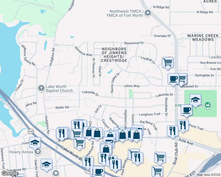 map of restaurants, bars, coffee shops, grocery stores, and more near 4513 Norris Valley Drive in Lake Worth