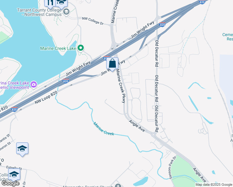 map of restaurants, bars, coffee shops, grocery stores, and more near 4400 Marine Creek Parkway in Fort Worth