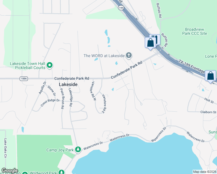map of restaurants, bars, coffee shops, grocery stores, and more near 109 Vanshire Road East in Lakeside