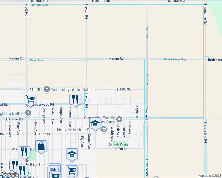 map of restaurants, bars, coffee shops, grocery stores, and more near 1947 East Thiesen Road in Holtville