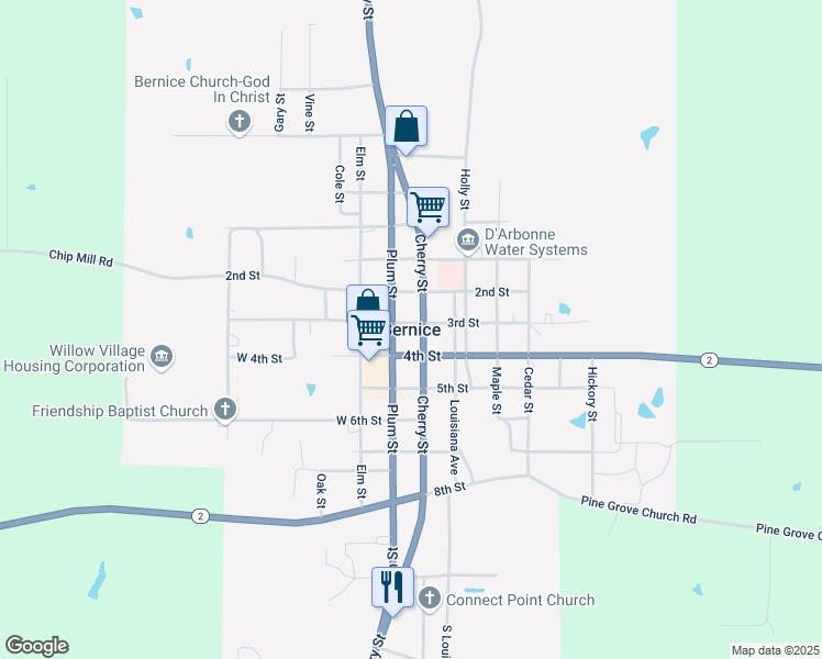 map of restaurants, bars, coffee shops, grocery stores, and more near in Bernice