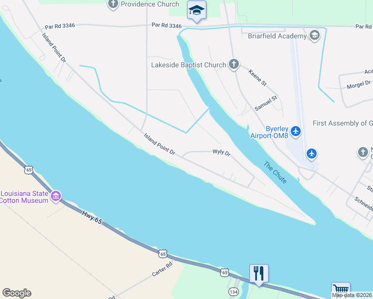 map of restaurants, bars, coffee shops, grocery stores, and more near 1977 Island Point Drive in Lake Providence