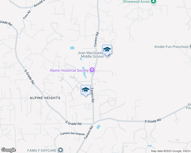 map of restaurants, bars, coffee shops, grocery stores, and more near 2129 Tavern Road in Alpine