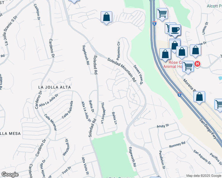 map of restaurants, bars, coffee shops, grocery stores, and more near 2005 Caminito San Nicholas in San Diego