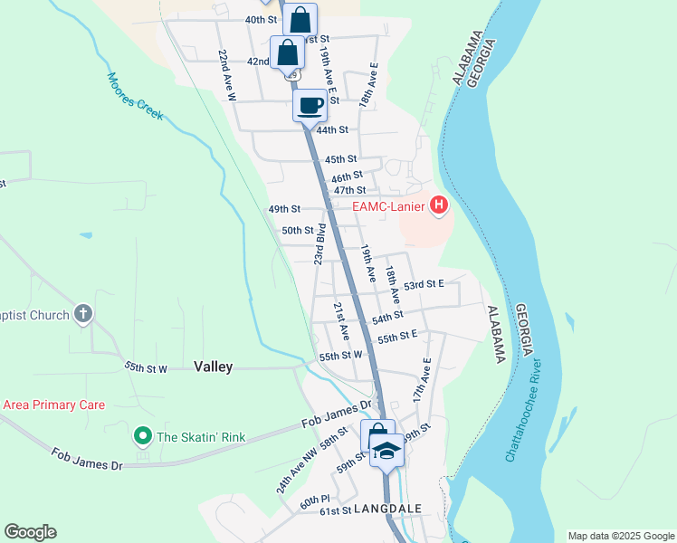 map of restaurants, bars, coffee shops, grocery stores, and more near 5103 20th Ave in Valley