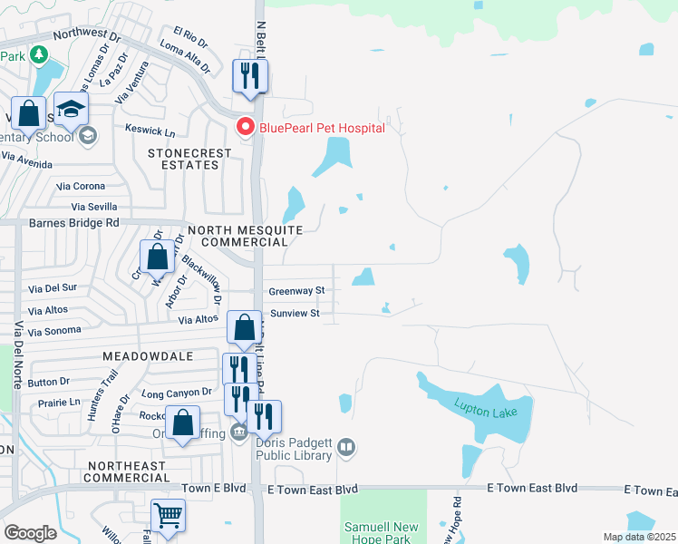 map of restaurants, bars, coffee shops, grocery stores, and more near 111 Barnes Bridge Road in Sunnyvale