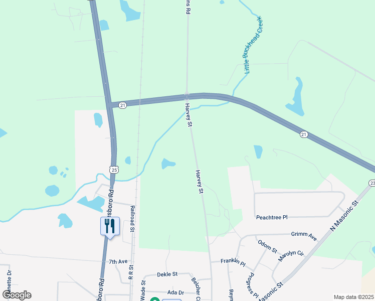 map of restaurants, bars, coffee shops, grocery stores, and more near 371 Mulkey Road in Millen