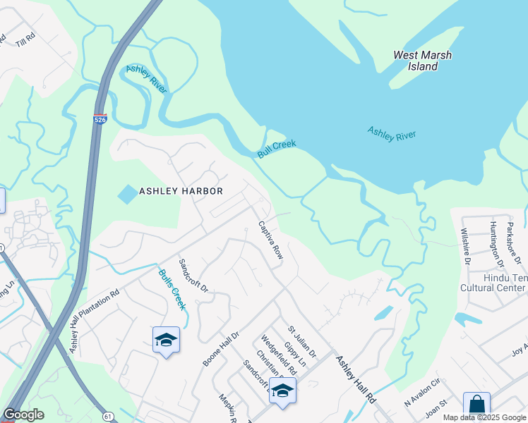 map of restaurants, bars, coffee shops, grocery stores, and more near Amethyst Alley in North Charleston