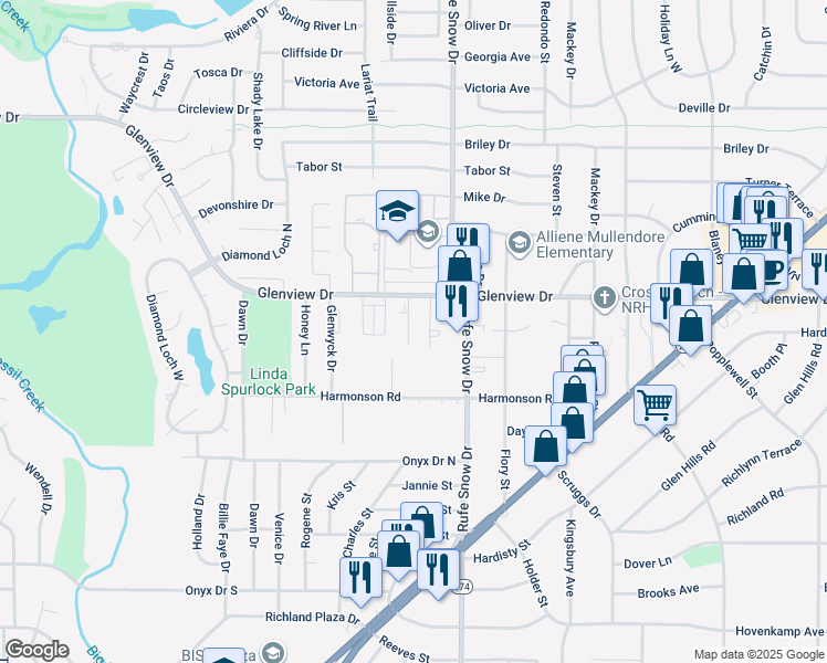 map of restaurants, bars, coffee shops, grocery stores, and more near 4028 Jackie Lee Street in Fort Worth