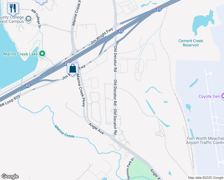 map of restaurants, bars, coffee shops, grocery stores, and more near 4455 Thornton Street in Fort Worth