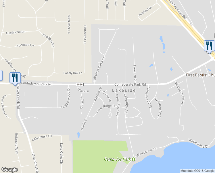 map of restaurants, bars, coffee shops, grocery stores, and more near 16 Stone Court in Lakeside