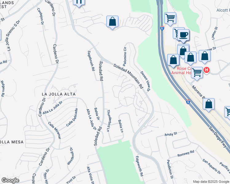 map of restaurants, bars, coffee shops, grocery stores, and more near 2005 Caminito San Nicholas in San Diego