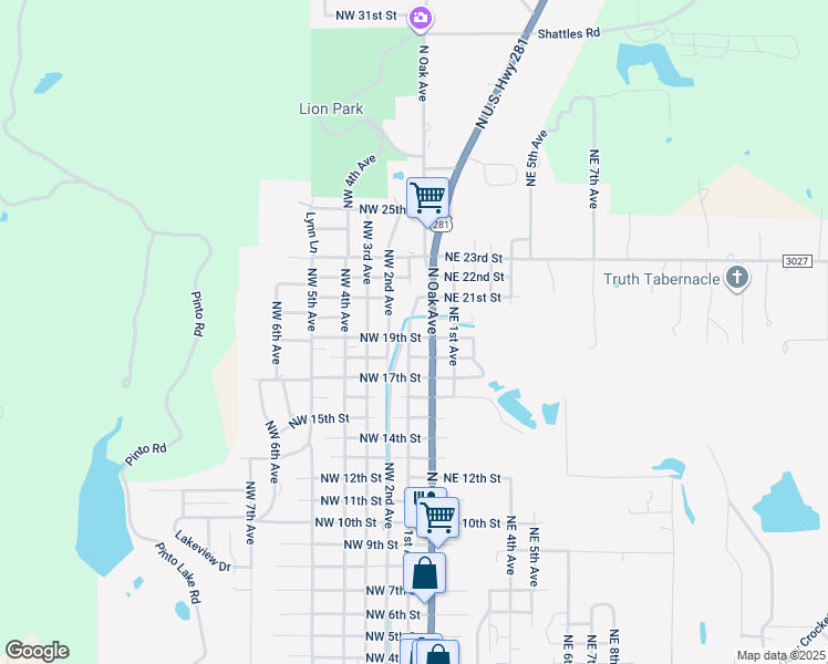 map of restaurants, bars, coffee shops, grocery stores, and more near 112 Northwest 19th Street in Mineral Wells