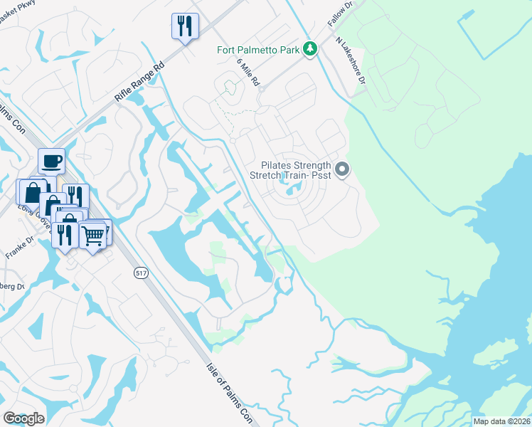 map of restaurants, bars, coffee shops, grocery stores, and more near 1578 Red Tide Road in Mount Pleasant