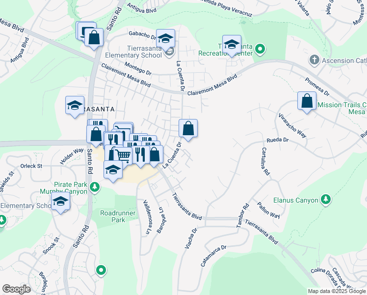 map of restaurants, bars, coffee shops, grocery stores, and more near 10806 Macouba Place in San Diego