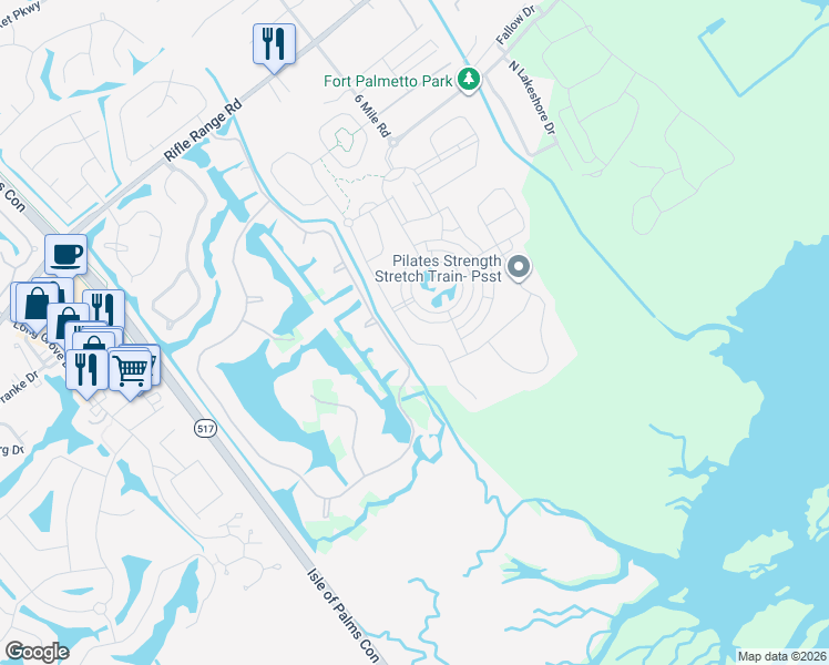 map of restaurants, bars, coffee shops, grocery stores, and more near 1578 Red Tide Road in Mount Pleasant