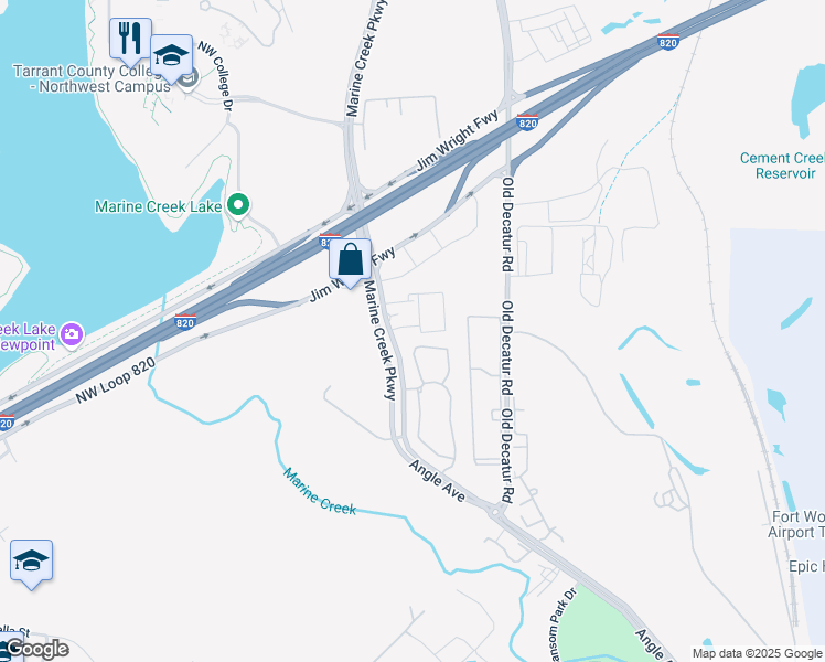 map of restaurants, bars, coffee shops, grocery stores, and more near 4509 Nautilus Circle in Fort Worth