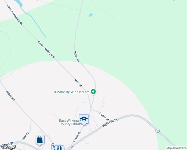 map of restaurants, bars, coffee shops, grocery stores, and more near 134 Wriley Road in Irwinton