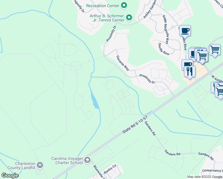 map of restaurants, bars, coffee shops, grocery stores, and more near 366 Spindlewood Way in Charleston