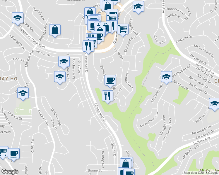 map of restaurants, bars, coffee shops, grocery stores, and more near 4174 Seri St in San Diego