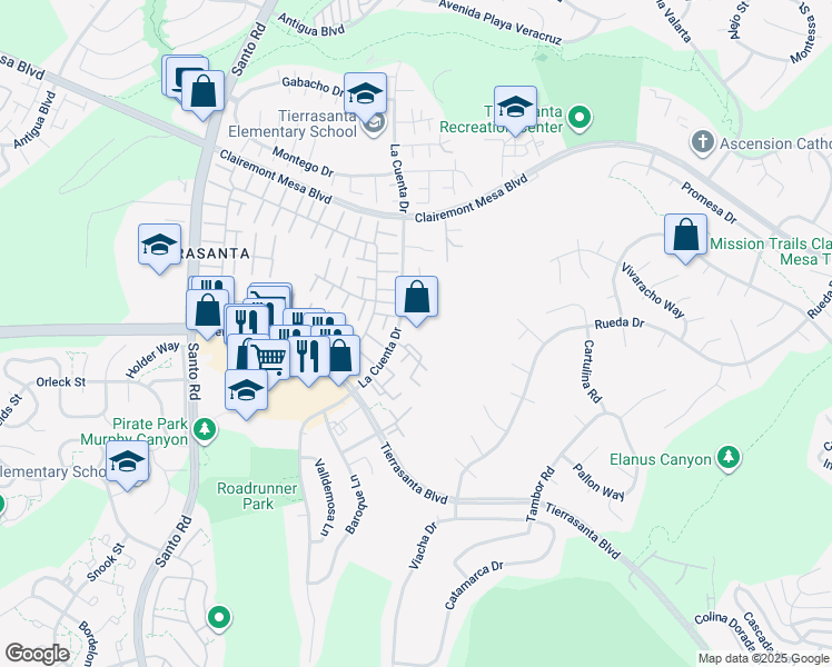map of restaurants, bars, coffee shops, grocery stores, and more near 10806 Macouba Place in San Diego