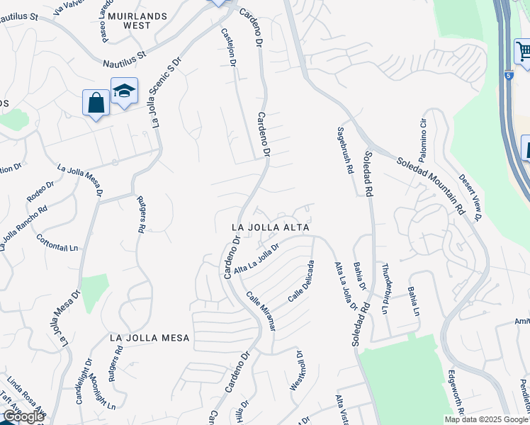 map of restaurants, bars, coffee shops, grocery stores, and more near 1608 Caminito Asterisco in San Diego