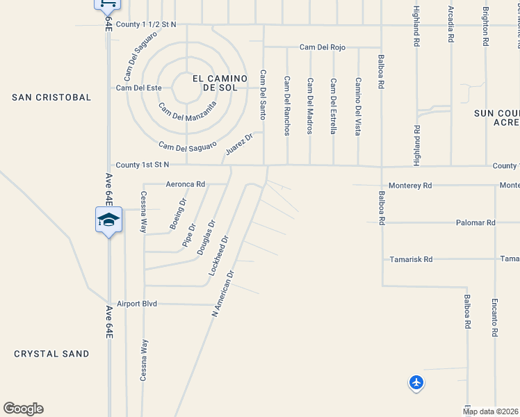 map of restaurants, bars, coffee shops, grocery stores, and more near North American Drive in Dateland