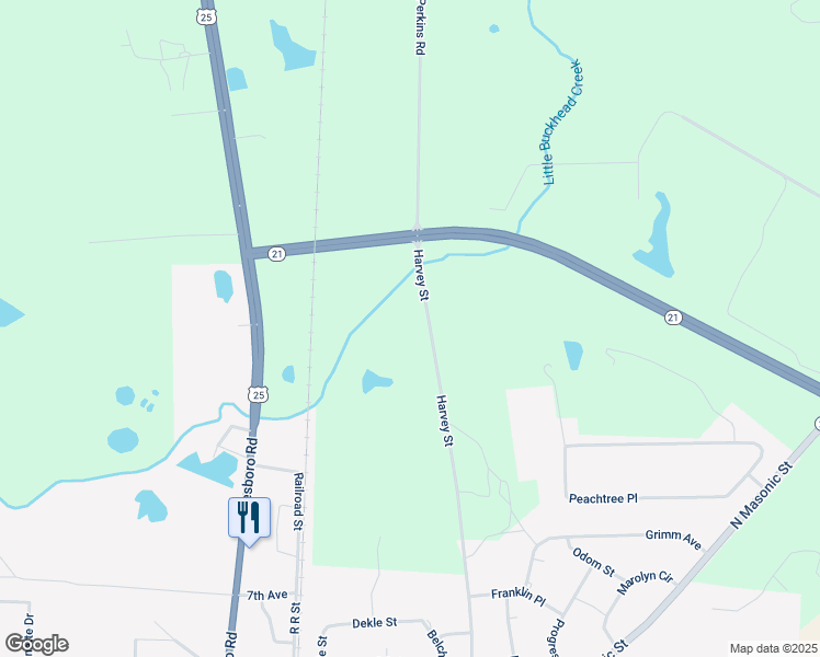 map of restaurants, bars, coffee shops, grocery stores, and more near 371 Mulkey Road in Millen