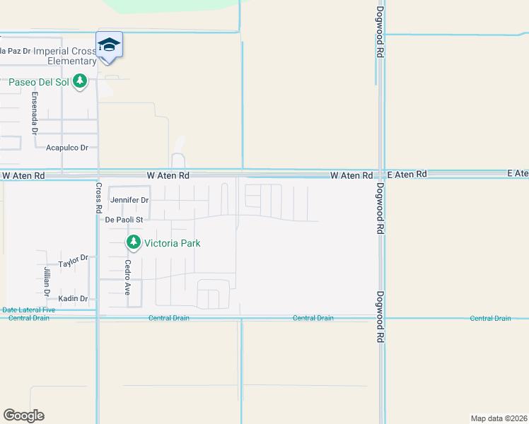 map of restaurants, bars, coffee shops, grocery stores, and more near De Paoli Street in Imperial