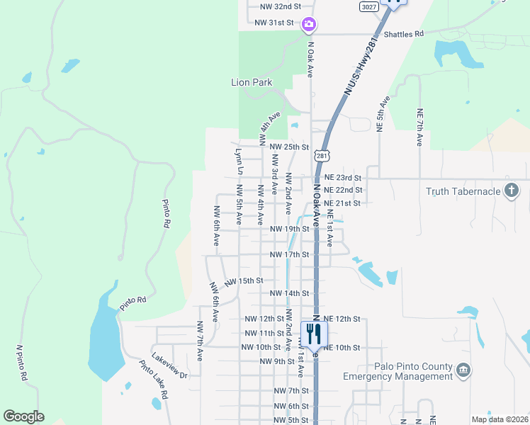 map of restaurants, bars, coffee shops, grocery stores, and more near 2001 Northwest 4th Avenue in Mineral Wells
